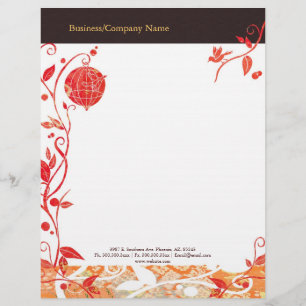 Papel Timbrado Negócios de Pássaros Românticos Chic