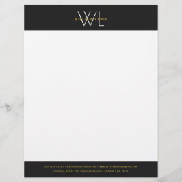 Papel Timbrado Negócios Dourados e negros modernos, monogramas