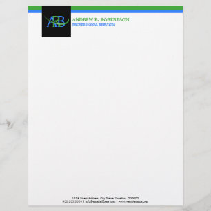 Papel Timbrado Negócios em Monograma Swoosh Redimensionável Moder