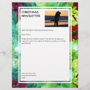 Papel Timbrado NEWSLETTER NATAL  Festivo Wreath com Foto