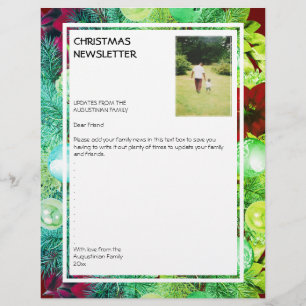 Papel Timbrado NEWSLETTER NATAL Festivo Wreath com Foto
