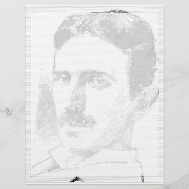 Papel Timbrado Nikola Tesla Desenho Em Preto E Branco (Frente)