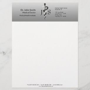 Papel Timbrado Noble Classy Medical Elegante Black White Asclepiu