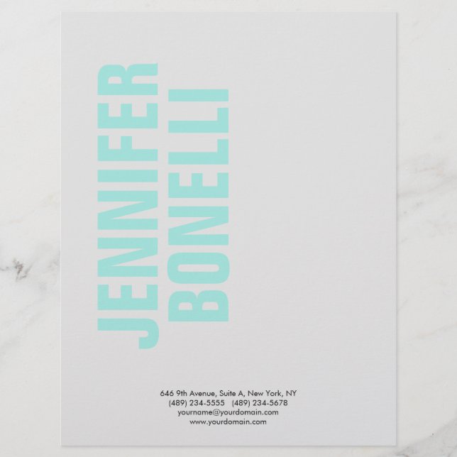 Papel Timbrado Nome azul moderno e minimalista profissional (Frente)