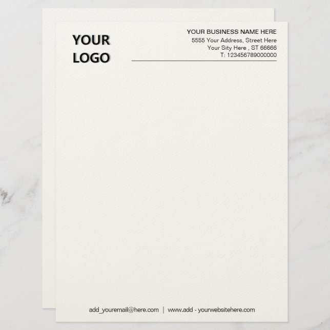 Papel Timbrado Nome comercial personalizado Office Letterhead e L (Frente/Verso)