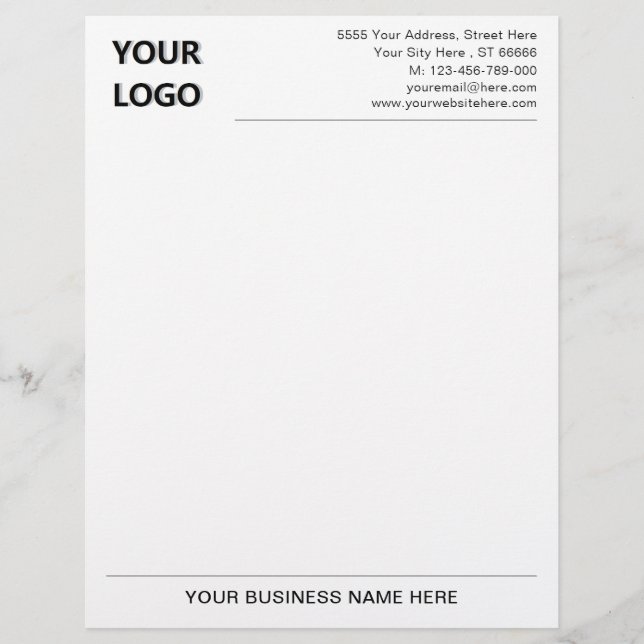 Papel Timbrado Nome comercial profissional Endereço Logotipo Letr (Frente)