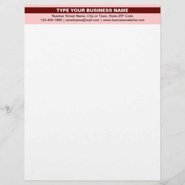 Papel Timbrado Nome comercial realçado no cabeçalho vermelho clar (Frente)