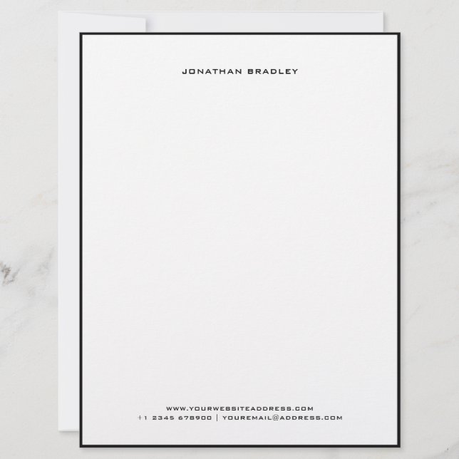 Papel Timbrado Nome Completo em Maiúsculas com Borda Simples Pret (Frente)