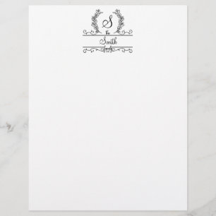 Papel Timbrado Nome da Família Monograma Script Letterhead