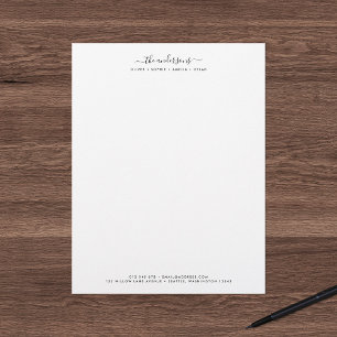 Papel Timbrado Nome da Família Personalizada de Script de Caligr
