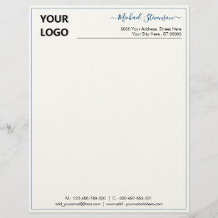 Papel Timbrado Nome de logotipo personalizado Cores de fonte Quad
