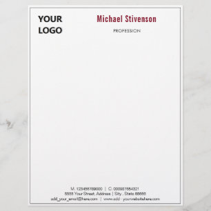 Papel Timbrado Nome de logotipo personalizado Profissão Endereç