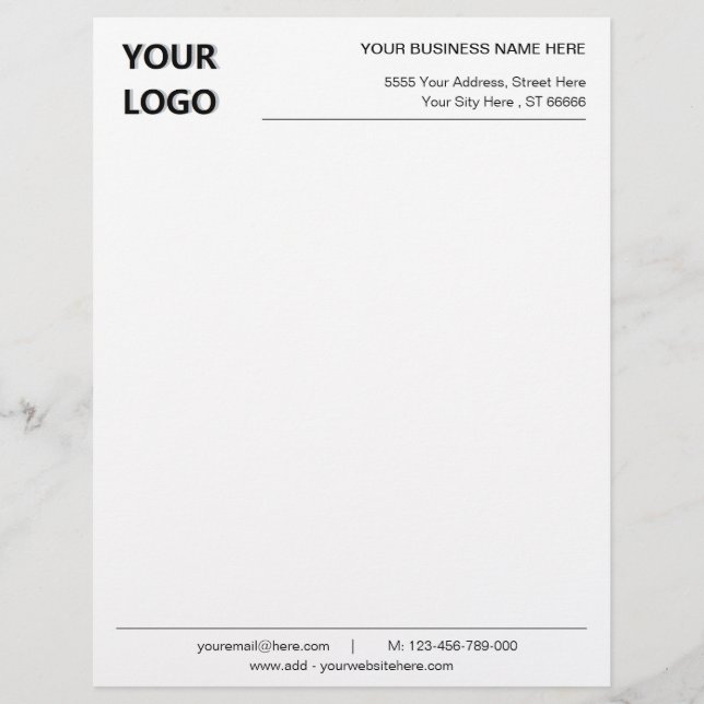 Papel Timbrado Nome do logotipo personalizado Informações sobre e (Frente)