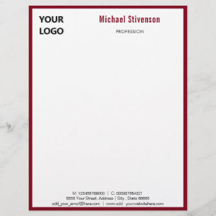 Papel Timbrado Nome do logotipo personalizado Profissão Endereç