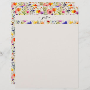 Papel Timbrado Nome do script de flores silvestres legantes