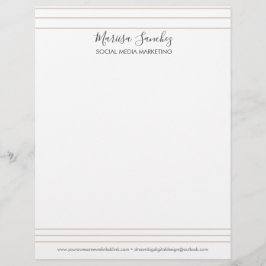 Papel Timbrado Nome do Script de Linhas Simples Carta com Brilho 
