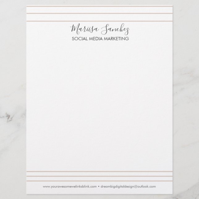 Papel Timbrado Nome do Script de Linhas Simples Carta com Brilho  (Frente)