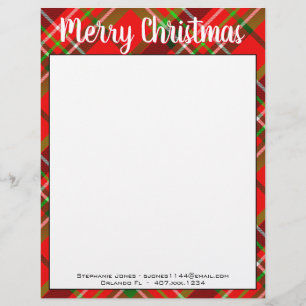 Papel Timbrado Nome Merry Christmas Red/Green Tartan Xadrez