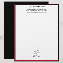 Papel Timbrado Nome Personalizado da Árvore de Natal Simples