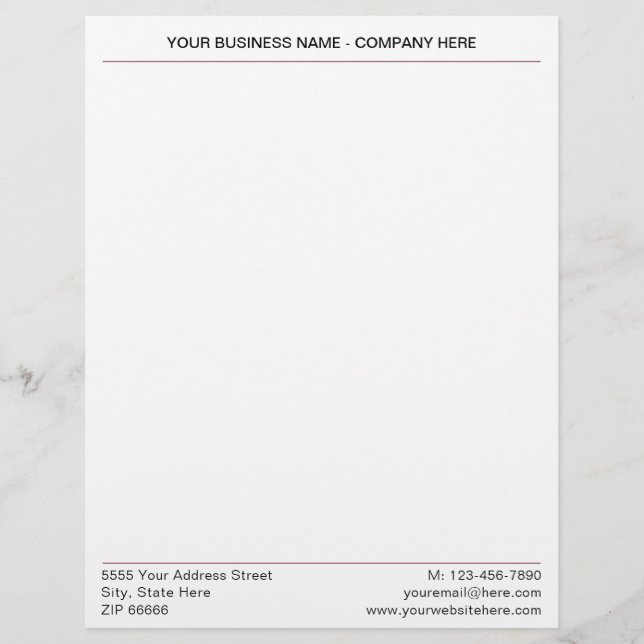Papel Timbrado Nome personalizado Endereço Letterhead da empresa  (Frente)