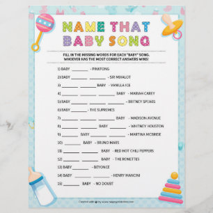 Papel Timbrado Nome Que Música Bebê [Baby Basics Blue]