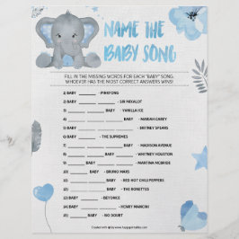 Papel Timbrado Nome Que Música Bebê [Elefante Bebê [Azul]]