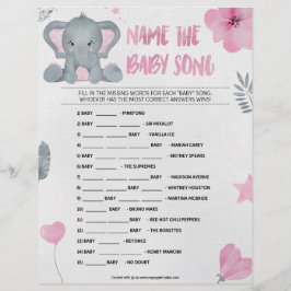 Papel Timbrado Nome Que Música Bebê [[Elefante Bebê [Rosa]]