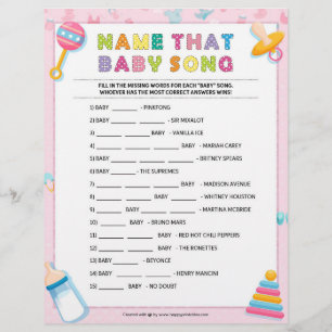 Papel Timbrado Nomeie Essa Música Bebê [Bebê Basics Pink]