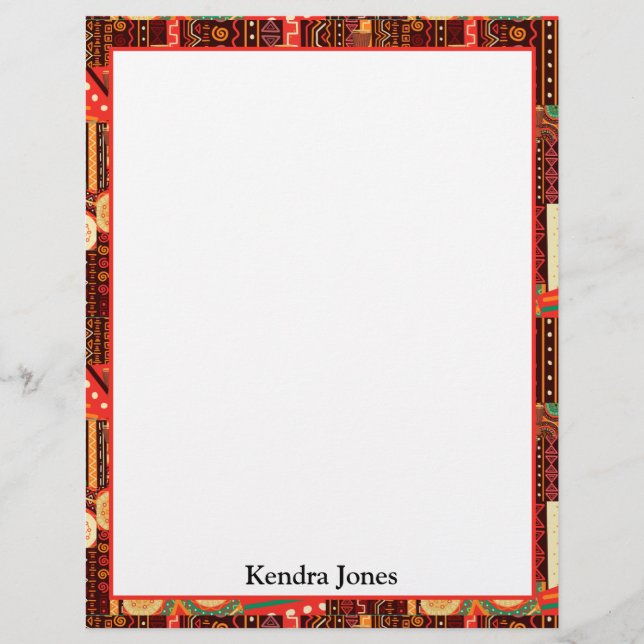 Papel Timbrado Notepad - Padrão Tribal Afrocêntrico do Kente (Frente)