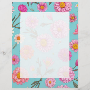 Papel Timbrado Núcleo de algodão margarida branca margarida rosa 