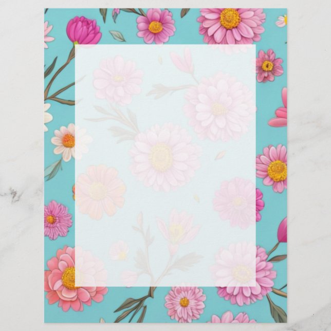 Papel Timbrado Núcleo de algodão margarida branca margarida rosa  (Frente)