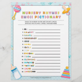 Papel Timbrado Nursery Rhymes Emoji Pictionary [Baby Basics Blue]