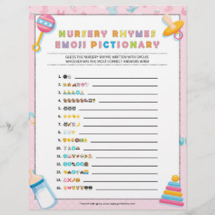 Papel Timbrado Nursery Rhymes Emoji Pictionary [Baby Basics Pink]