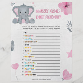Papel Timbrado Nursery Rhymes Emoji Pictionary [Baby Elephant]