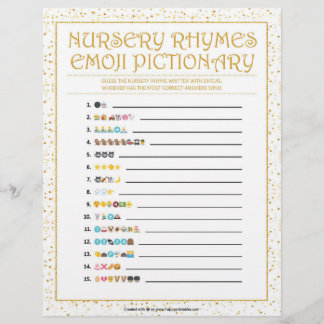 Papel Timbrado Nursery Rhymes Emoji Pictionary [Ouro Sparkles]