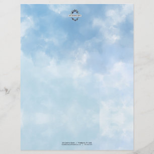 Papel Timbrado Nuvem Aquarela Céu Azul Suave