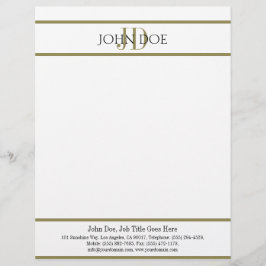 Papel Timbrado O monograma Dourado do cabeçalho combina o cartão