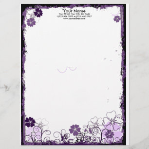 Papel Timbrado o roxo do grunge floresce o cabeçalho