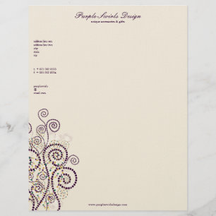 Papel Timbrado O roxo elegante de Boho espirala costume artístic