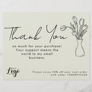 Papel Timbrado Obrigado pela sua compra de Cartão de visita peque