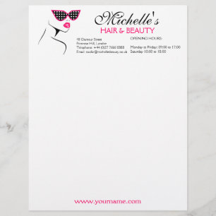 Papel Timbrado Óculos de sol pontilhados rosa cabelo e marcagem