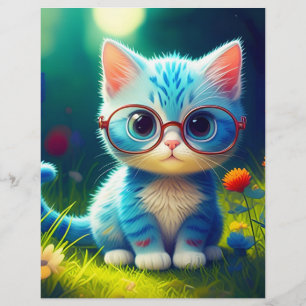 Papel Timbrado Óculos de Visto de Gatinhos Azuis-276548