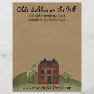 Papel Timbrado Olde Red Saltbox Primitivo Letterhead