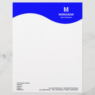 Papel Timbrado Onda de Monograma - Azul Primário 0000FF