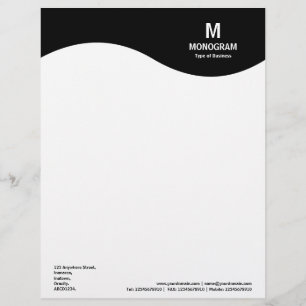 Papel Timbrado Onda de Monograma - Preta
