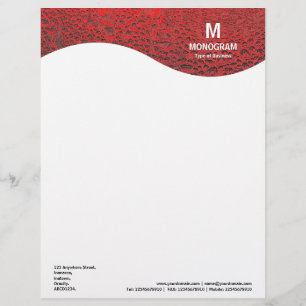 Papel Timbrado Onda do Monograma - Água Legal - Vermelho