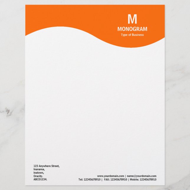 Papel Timbrado Onda Monográfica - Laranja F6600 (Frente)