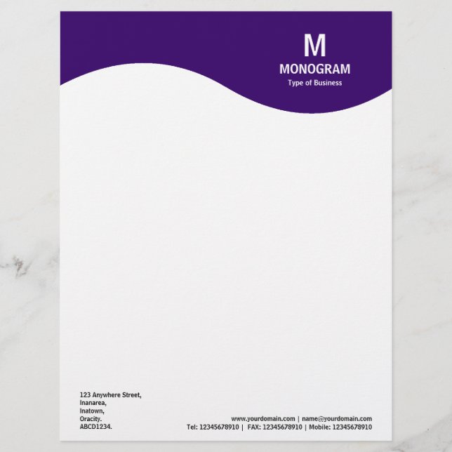 Papel Timbrado Onda Monograma - Profundo Roxo 330066 (Frente)
