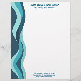 Papel Timbrado Ondas Azuis Borda Surf Oceano Água Spa