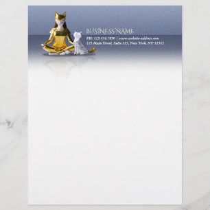 Papel Timbrado Origami Gold Foil Yoga Meditando Mulher-Gato